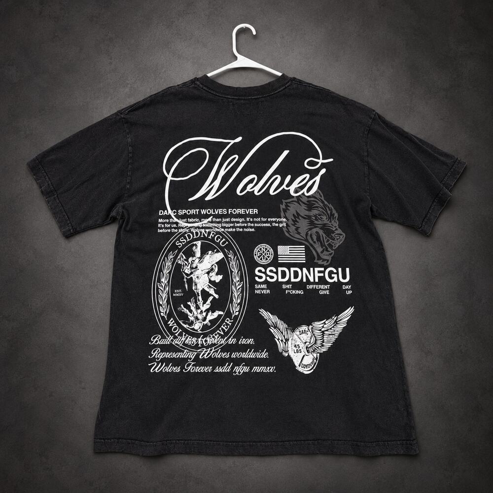 Darc Sport Wolves Forever Graphic T-Shirt — Washed Black -RH-083